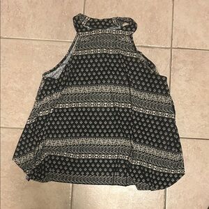 Black and Cream Patterned Women's Top